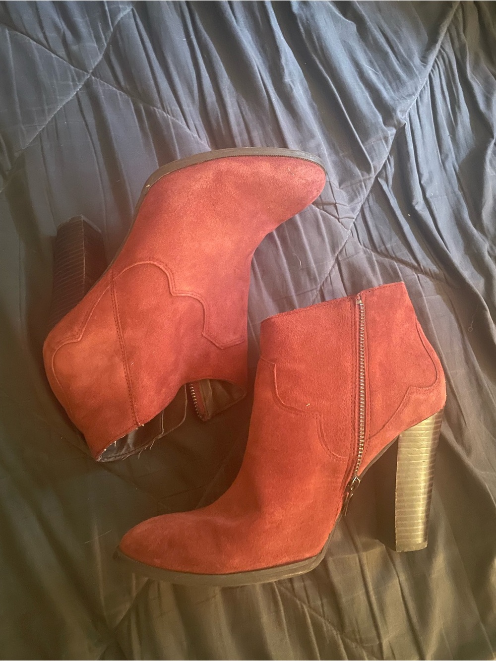 Shoemint Women's Rust Suede High Heel Ankle Boots US 10